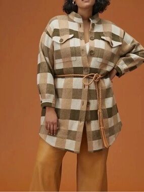 Field Flower Plaid 100% wool coat in from ANTROPOLOGIE